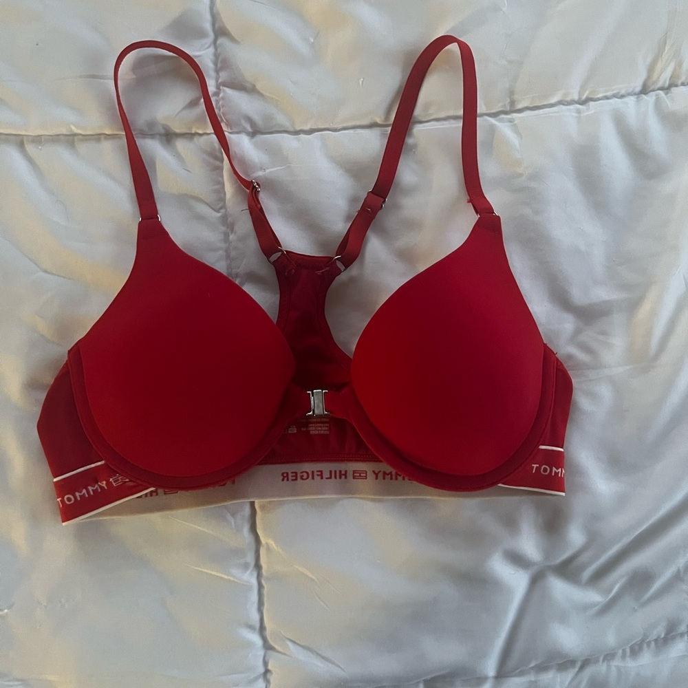 red tommy hilfiger racer back pushup bra size 34B